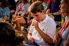 Business class student at ISSFT summer school writing with Ipad