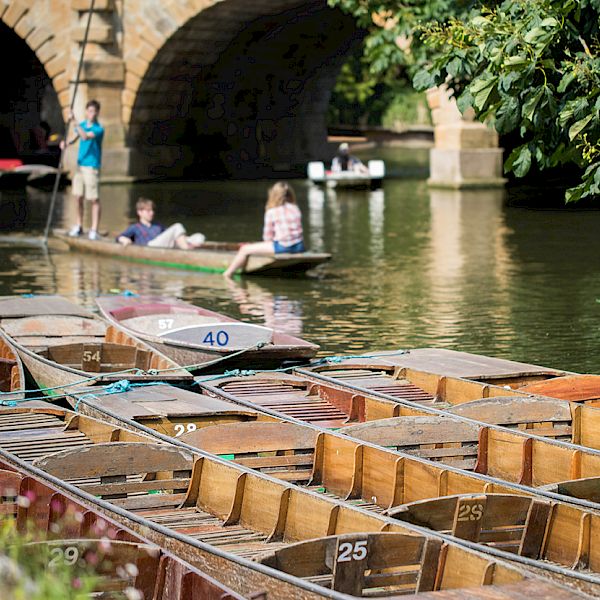 Punts lined up in a canal