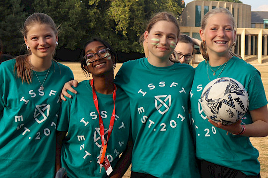4 issft summer school students playing football in oxford